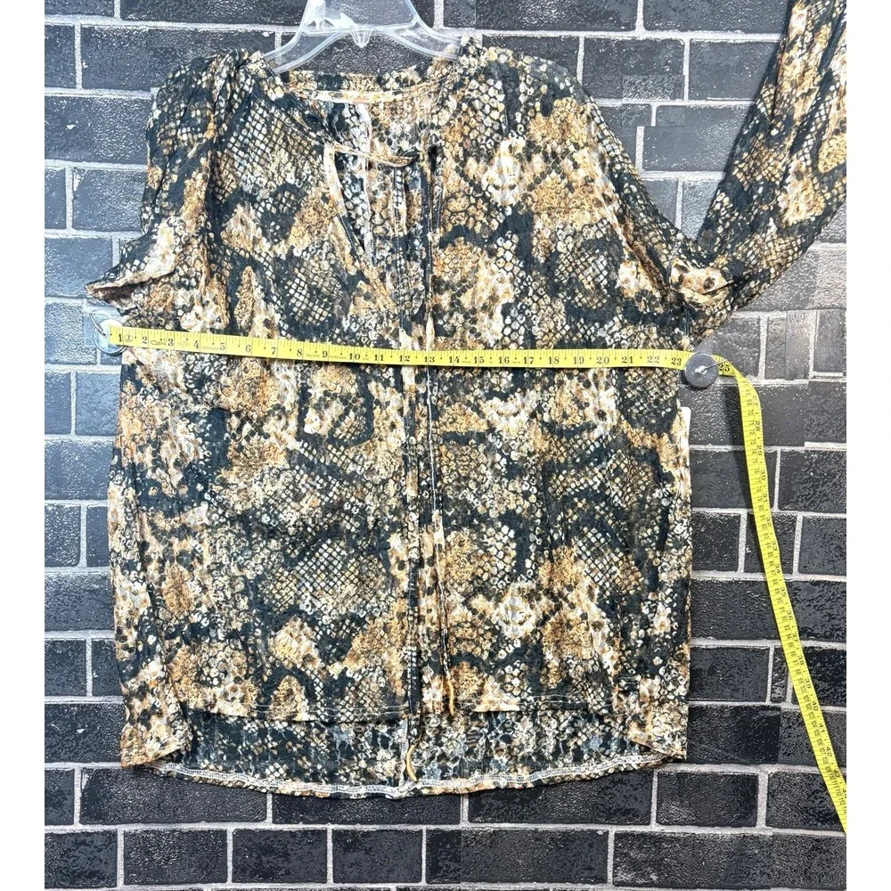 Free People Out for the Night Snakeskin Print Sheer Top Medium NWT Tie Banded
